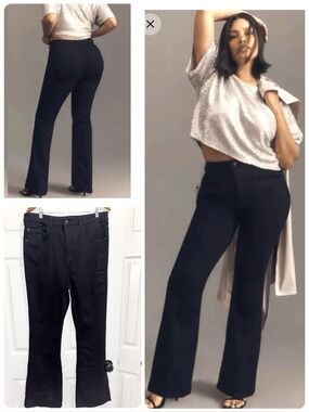 ANTHROPOLOGIE Pilcro The Icon Flare Black Jeans Curvy 31” Inseam Size 33 P
